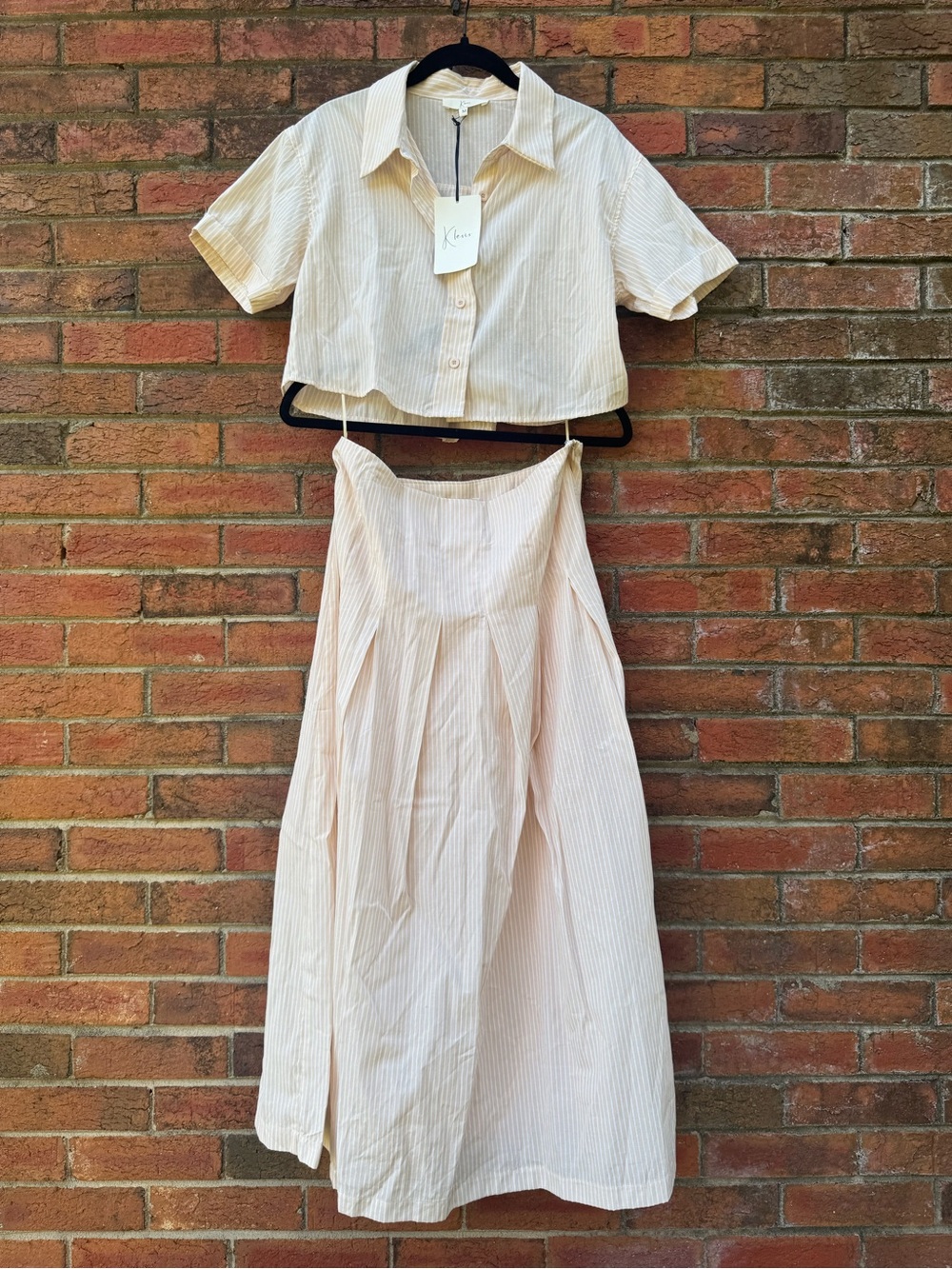 Klesis Peach Pinstripe Set